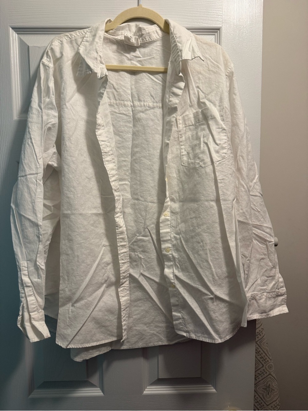 GAP Womens XXL White Linen Button Down Long Sleeve Shirt